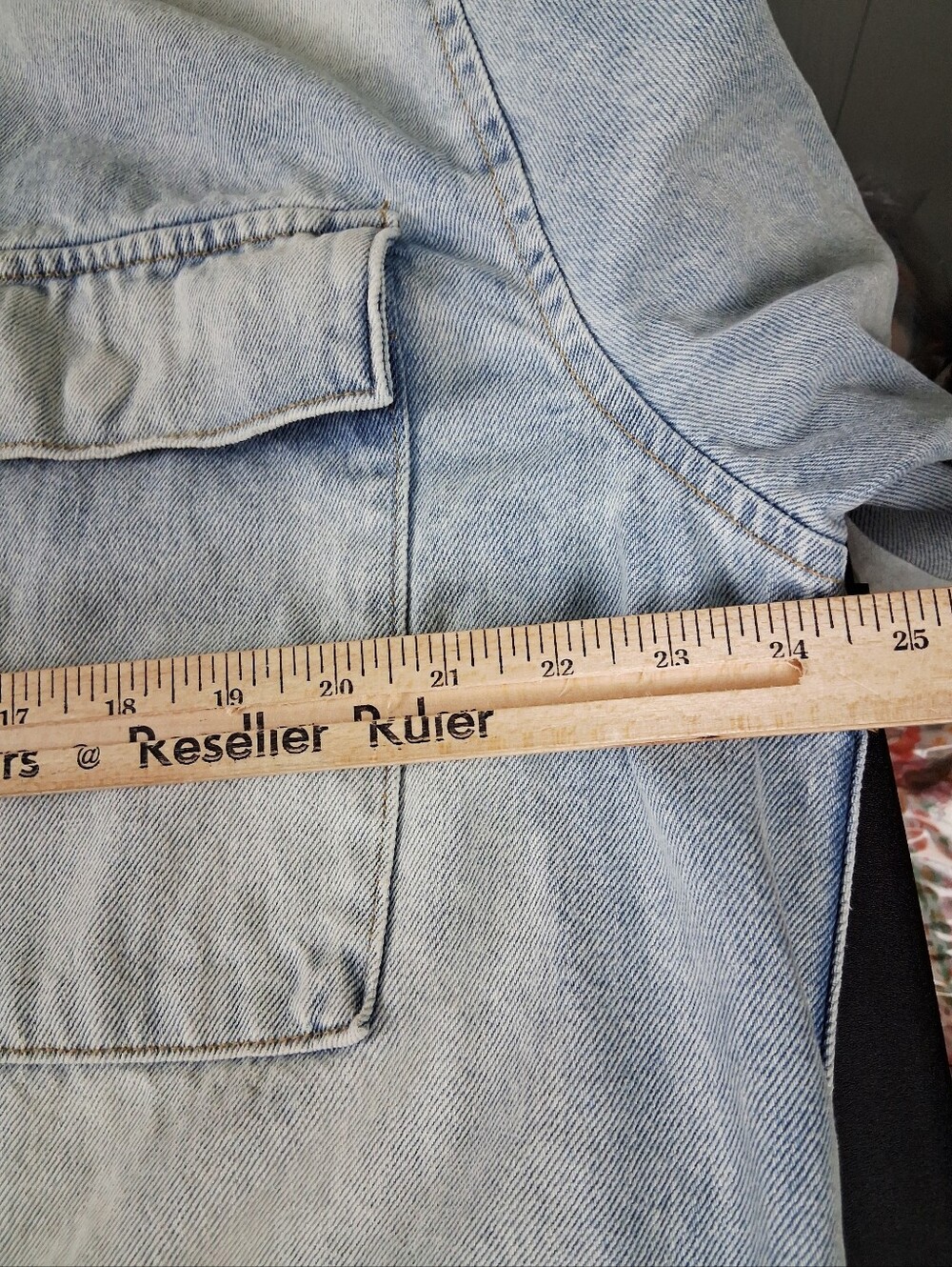 Upcycled Denim Jacket Chore Coat OOAK Large Quilt Applique Cottage Farmhouse - Picture 12 of 15
